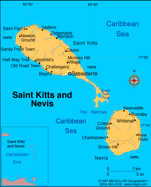 Map of St Kitts